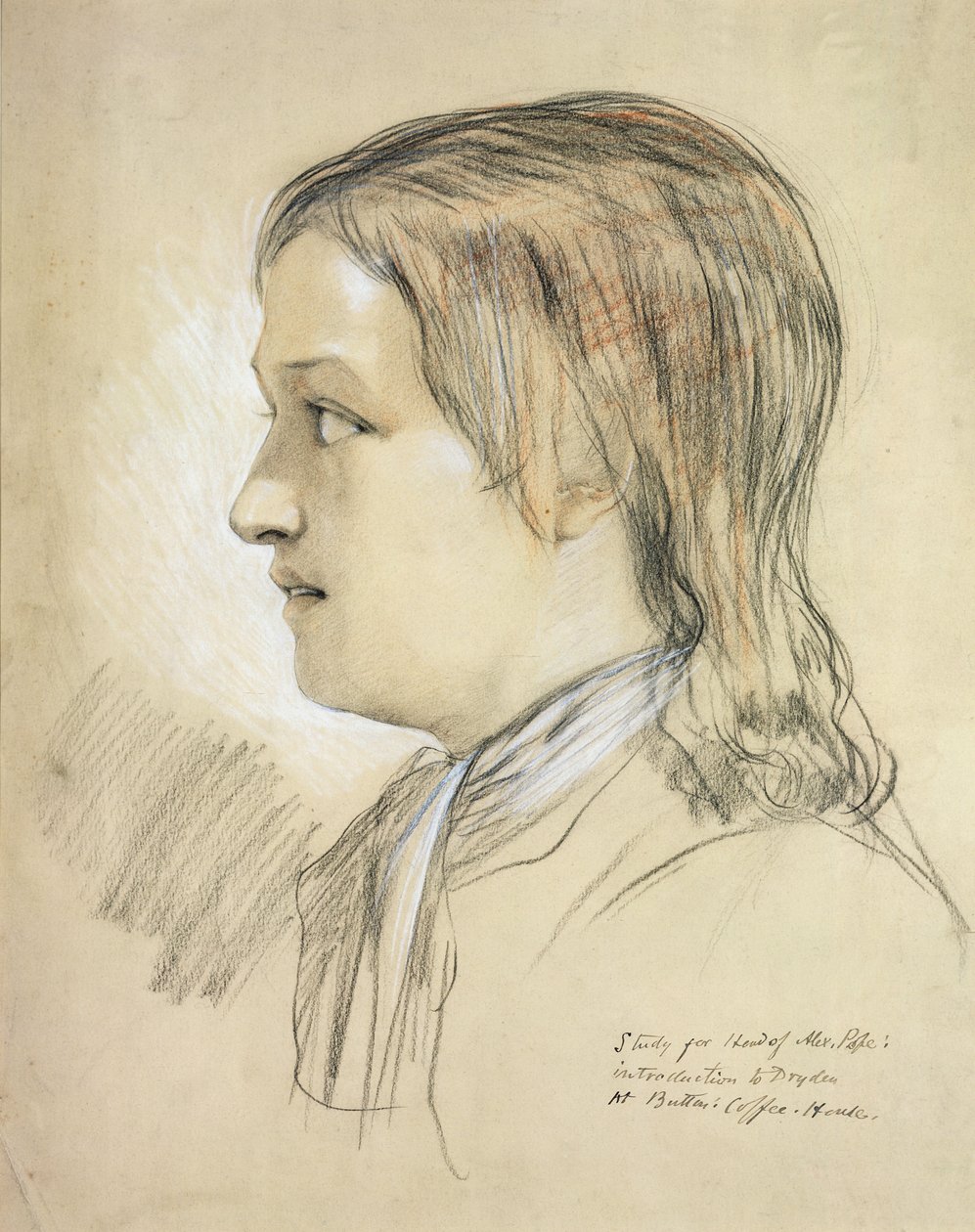 Study for the Head of Alex Pope introduction to Dryden, At Butlers Coffee House by English School