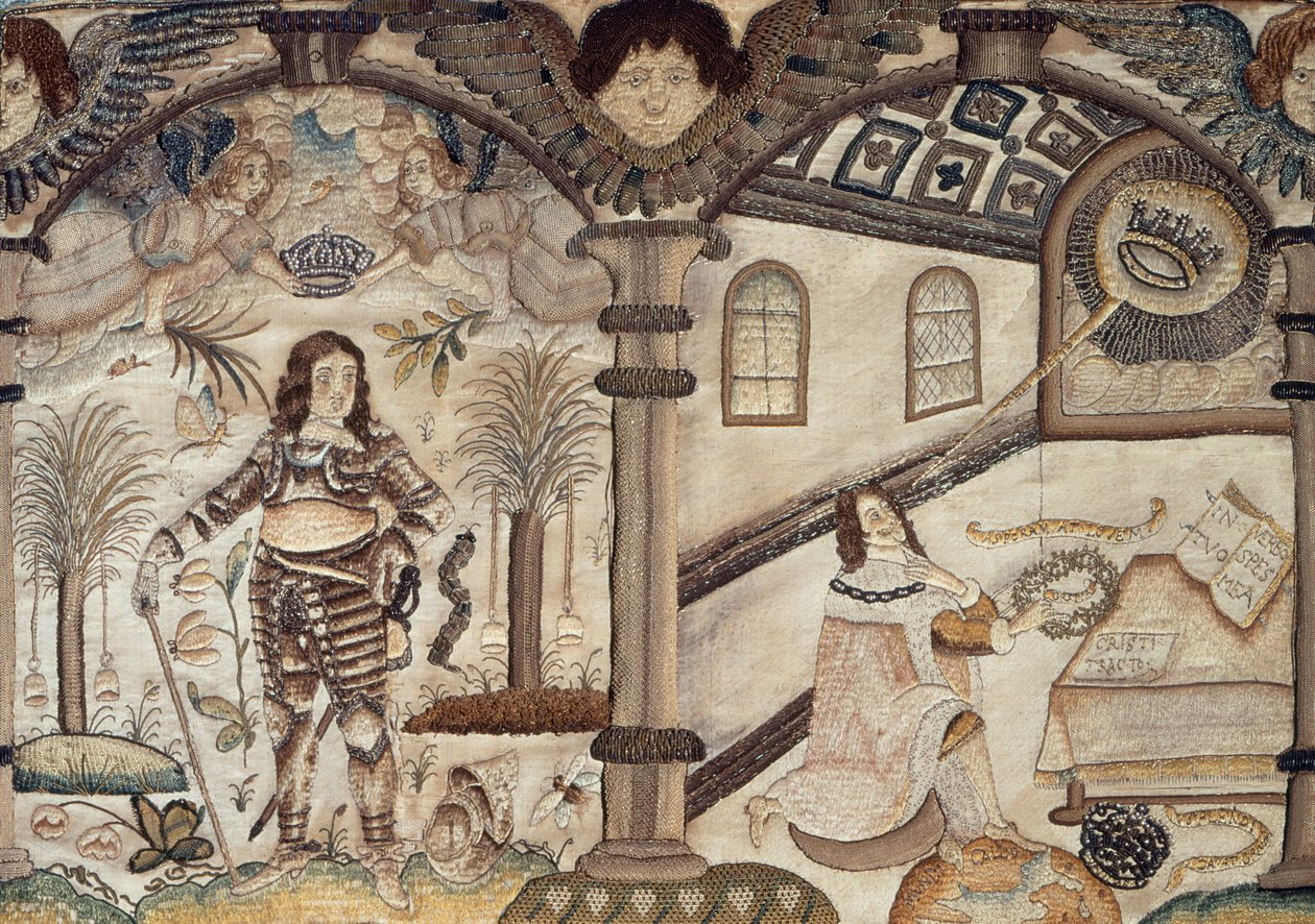 Stumpwork Depicting Charles I by English School
