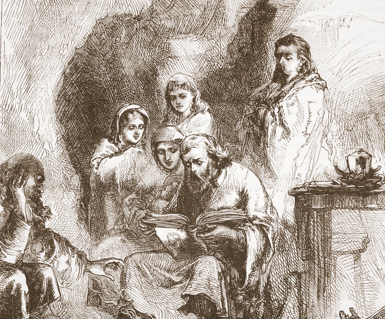 Taborites worshipping in a cave by English School
