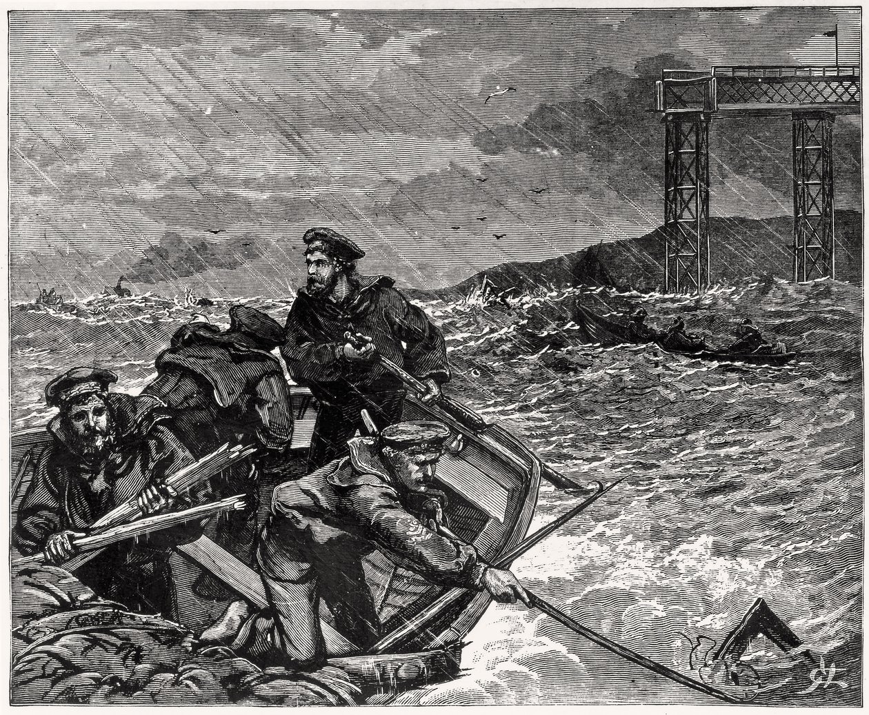 Tay Bridge Disaster: Boats Assisting in the Search by English School