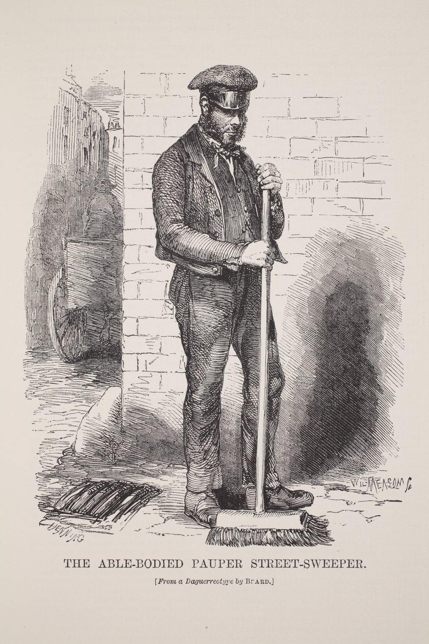 The Able-Bodied Pauper Street-Sweeper, from the daguerreotype by Richard Beard, illustration from London Labour and London Poor by Henry Mayhew, pub. 1862 by English School