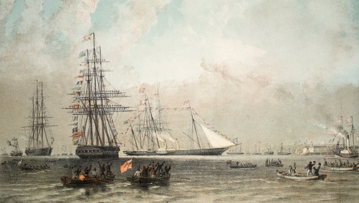 The Arrival of the Royal Yacht off Gravesend, 7th March, 1863, from A Memorial of the Marriage of Edward VII and Alexandra of Denmark by English School