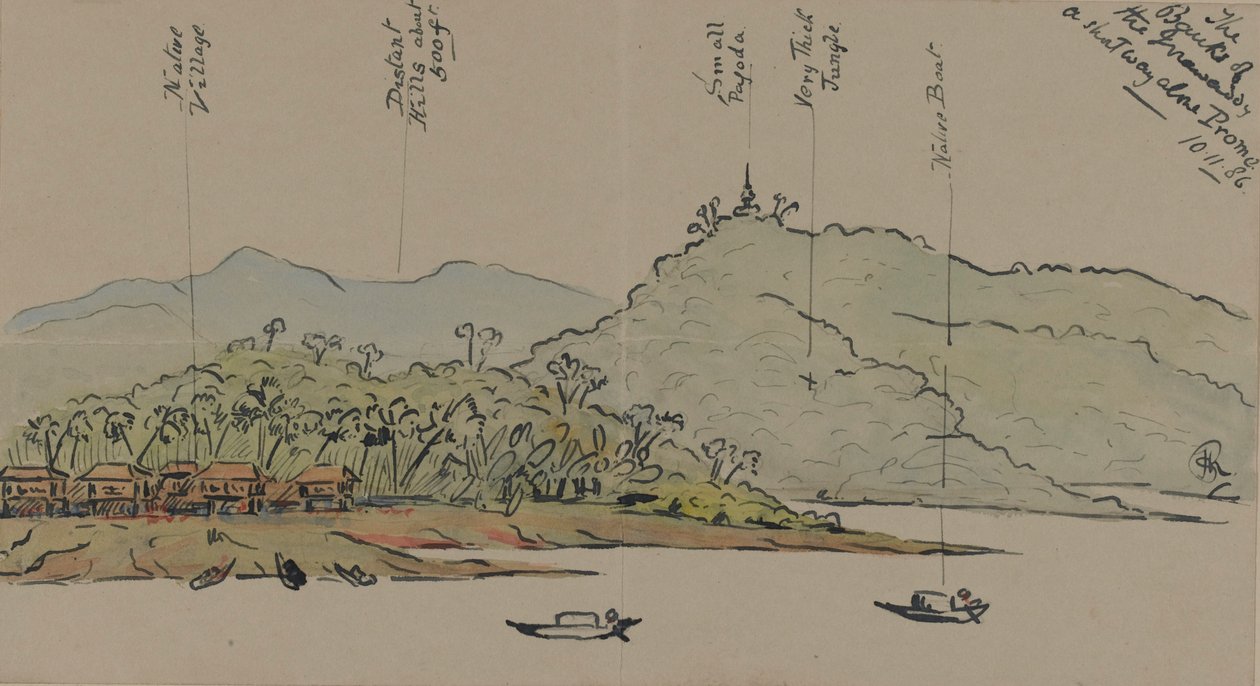 The Banks of the Irrawaddy, Burma, 1886 by English School