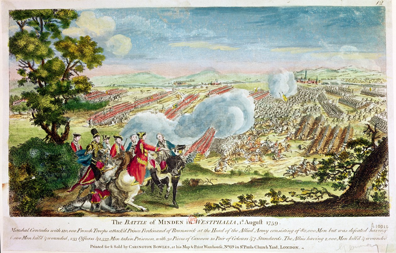 The Battle of Minden in Westphalia in 1759 by English School