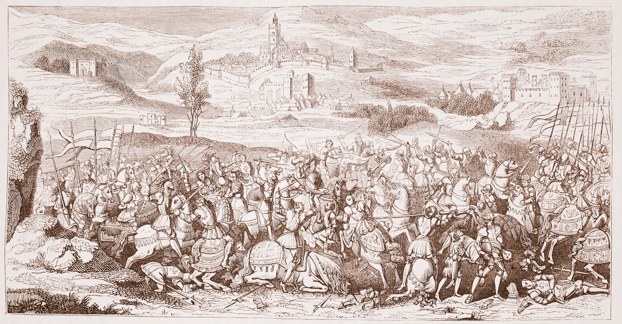 The Battle of Spurs, from the Ancient Picture in the Possession of The Royal Society of Antiquities by English School