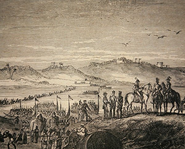 The British Army Crossing the Sutlej River by English School