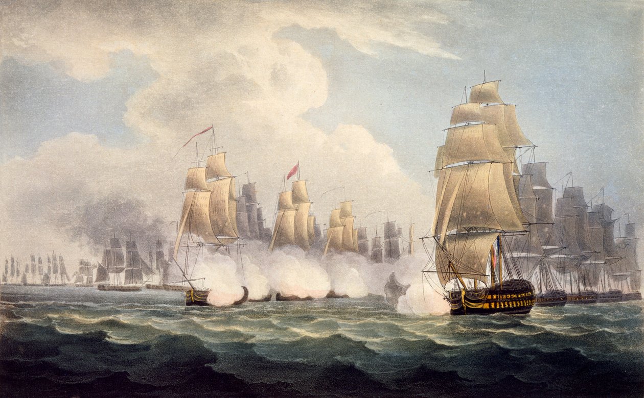 The Defeat of the French under Linois by Commodore Dances Squadron, February 15th 1804, from The Naval Chronology of Great Britain, by J. Ralfe by English School