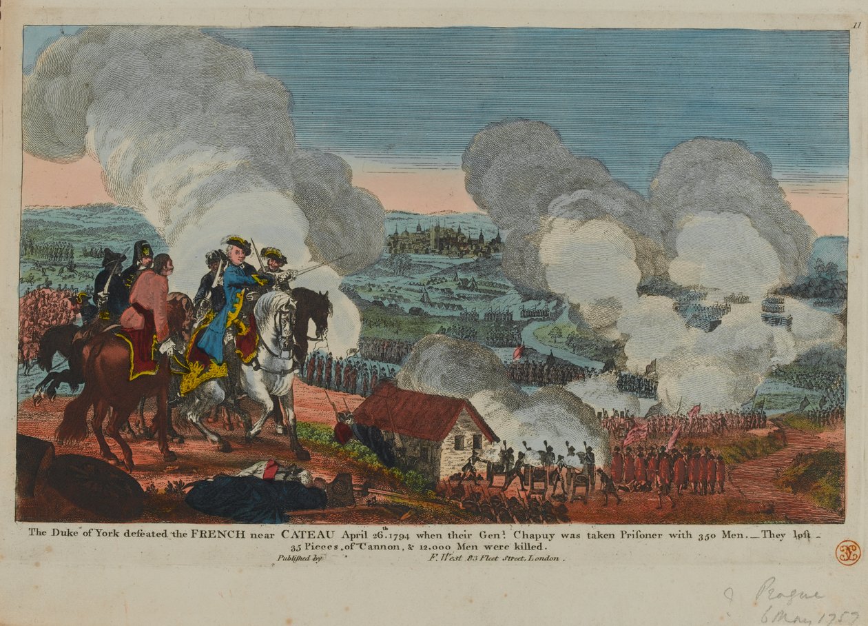 The Duke of York Defeating the French Near Cateau, April 26th 1794 by English School