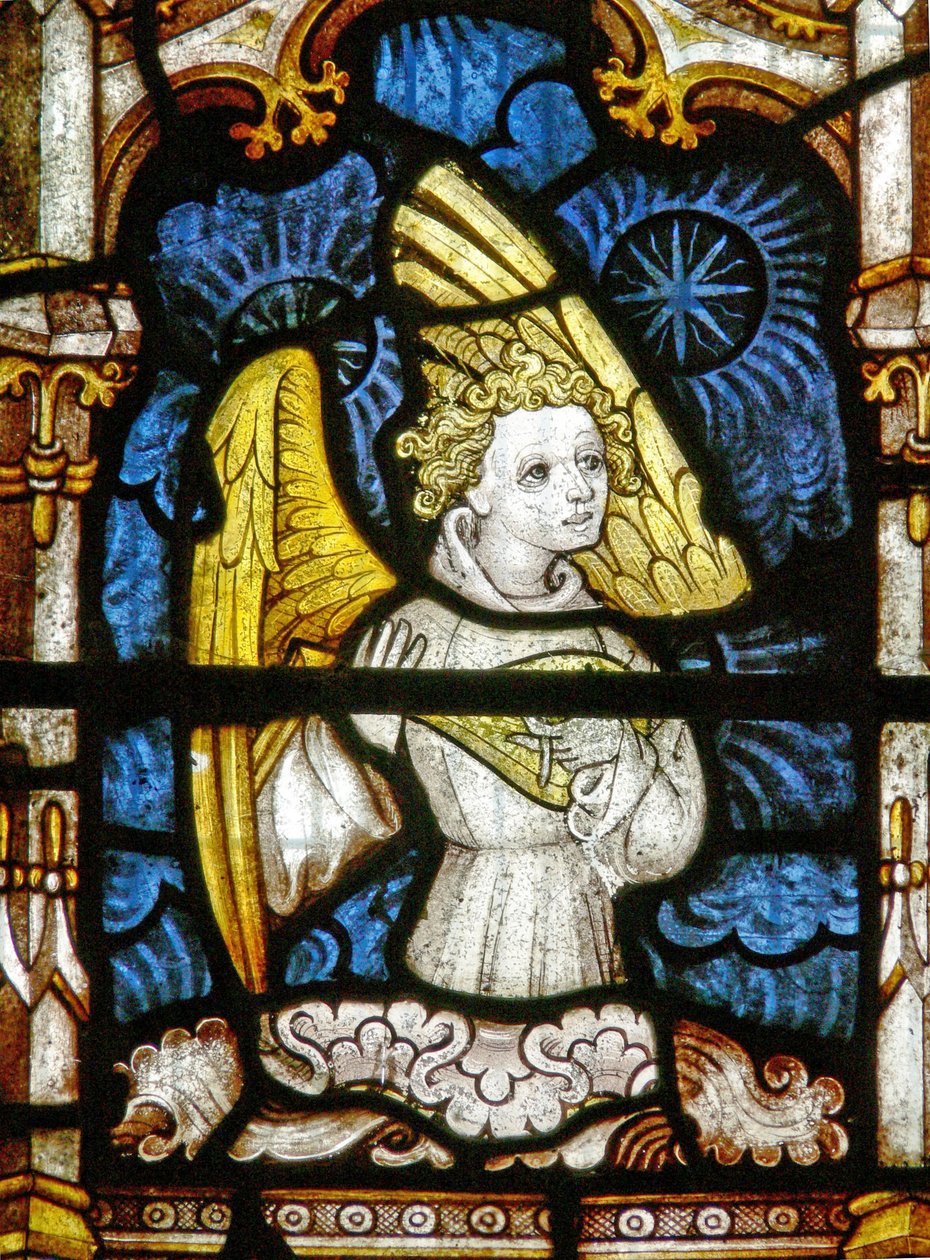 The East window depicting a musician angel by English School