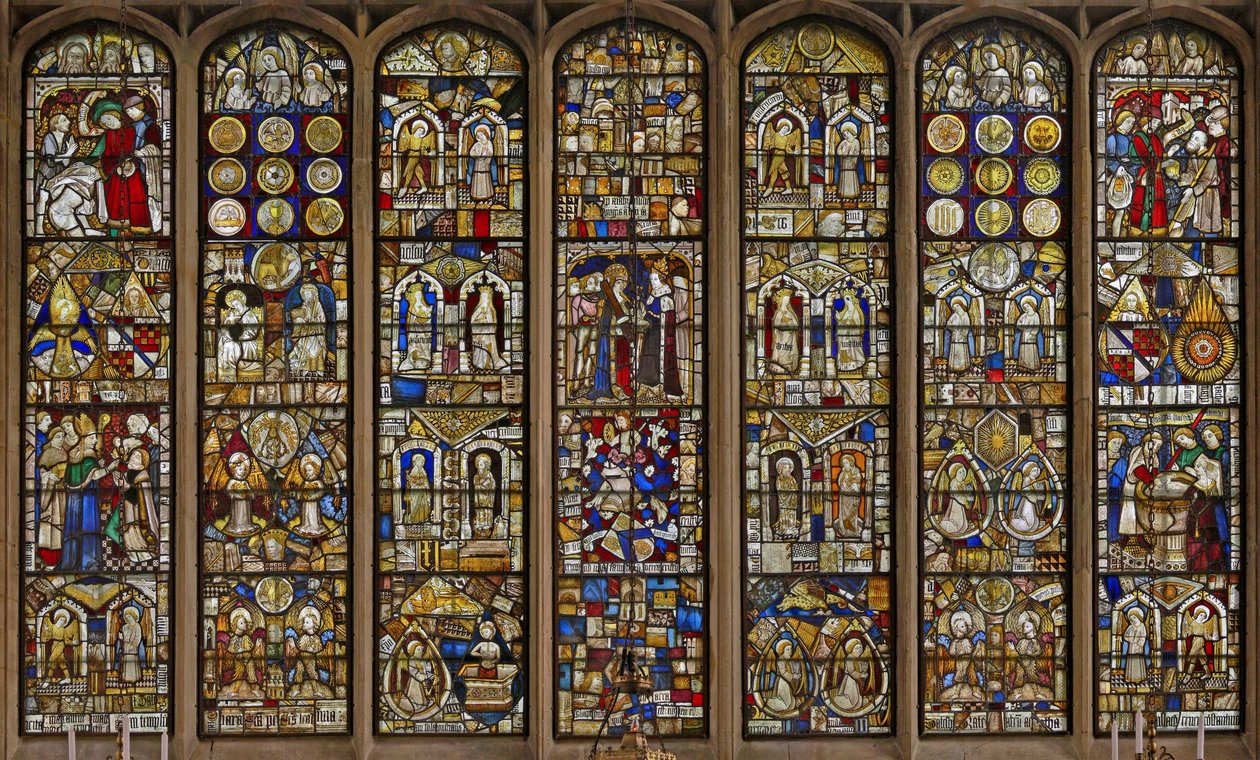 The east window with a remarkable collection of panels by English School