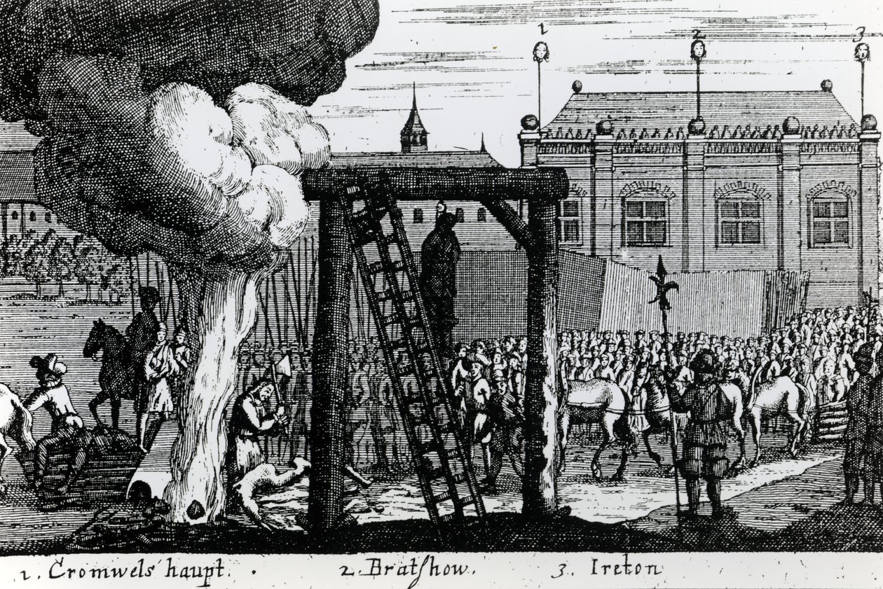 The Execution of Oliver Cromwell, John Bradshaw and Henry Ireton, c.1661 by English School