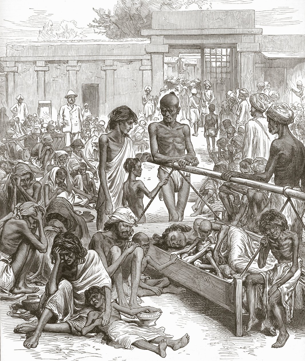 The Famine in India: Natives Waiting for Relief at Bangalore by English School
