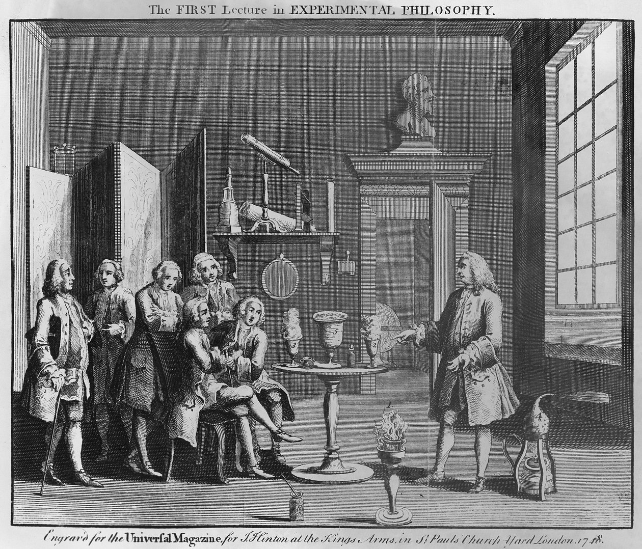The First Lecture in Experimental Philosophy, Engraved for the Universal Magazine, 1748 by English School