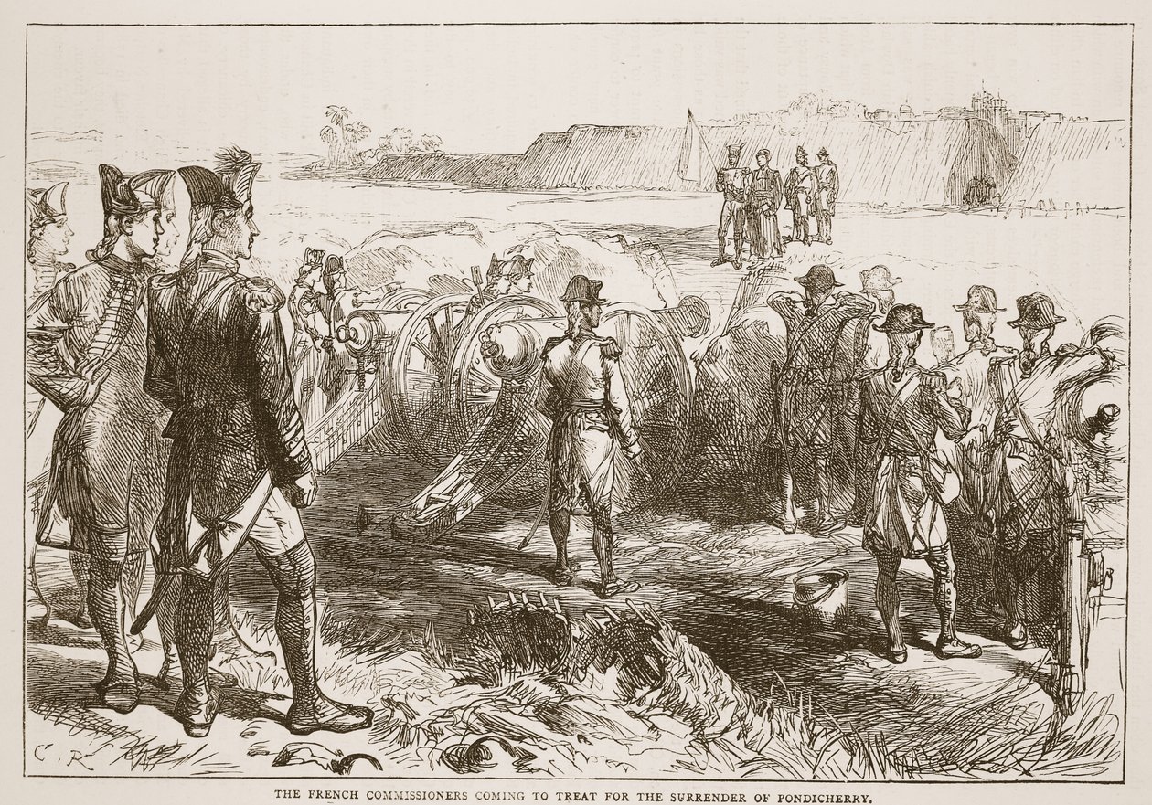 The French Commissioners Coming to Treat for the Surrender of Pondicherry, Illustration from Cassell