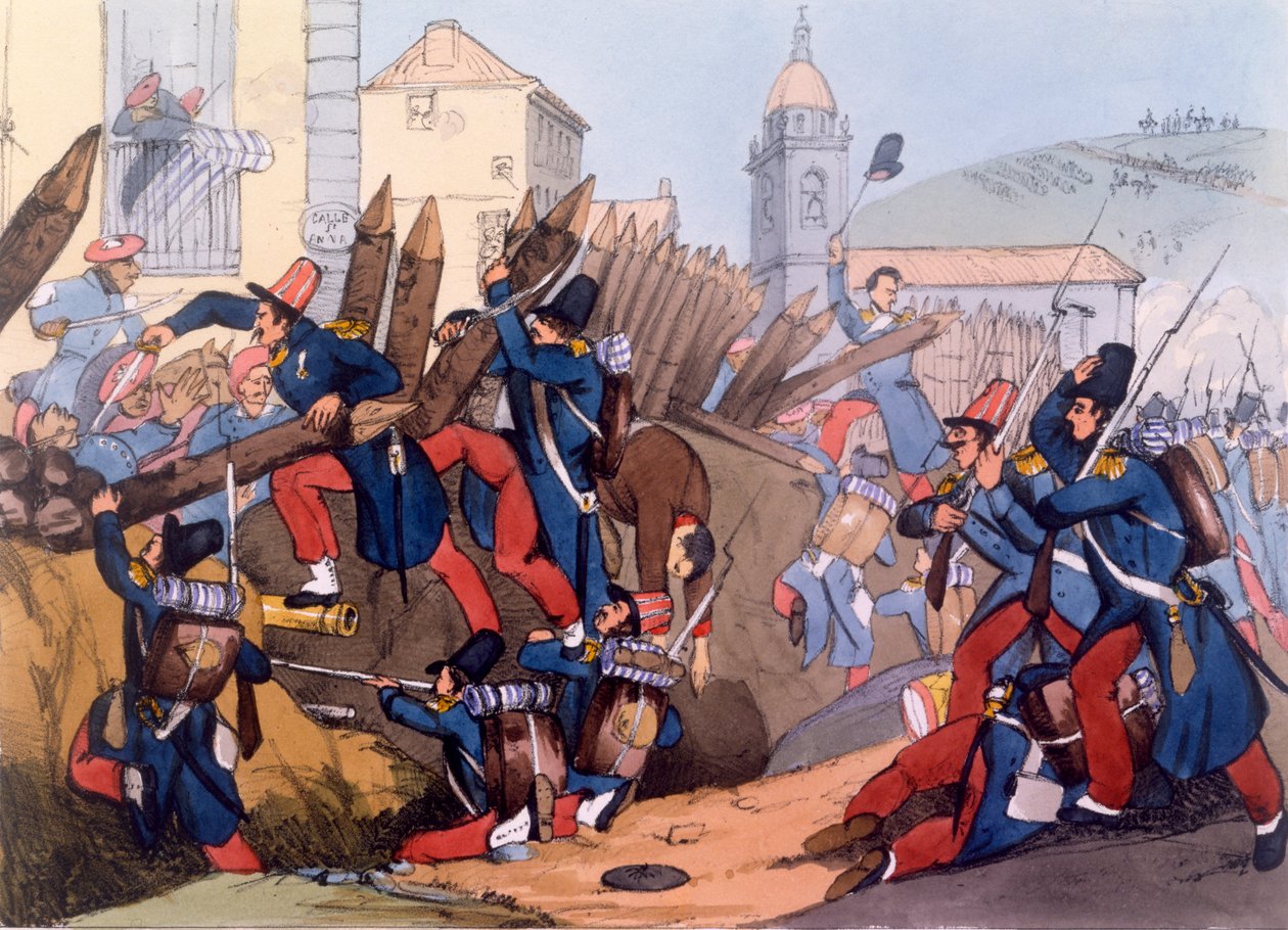 The French Legion storming a Carlist Entrenchment, 1837 by English School