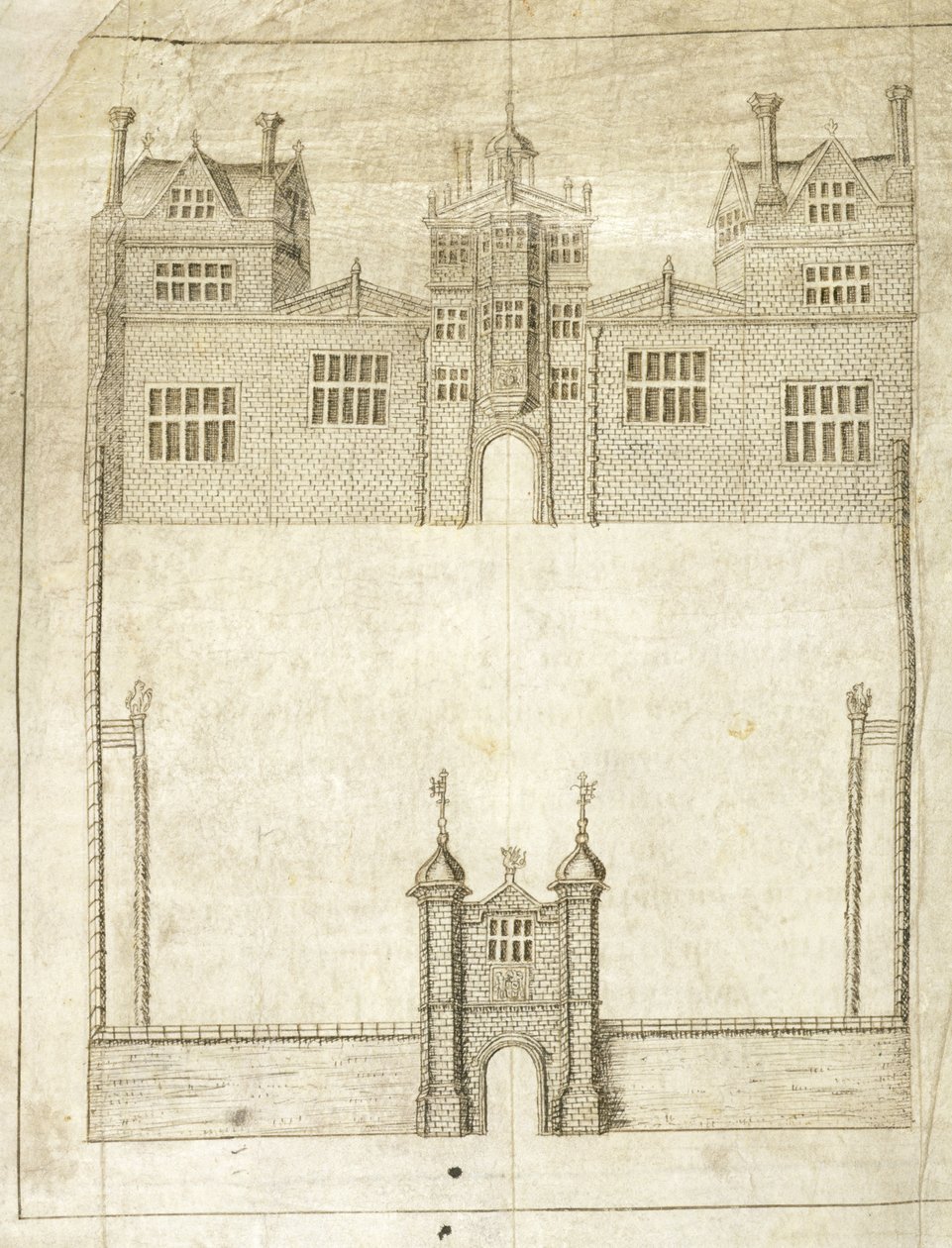 The Front of Wilton House (detail) by English School