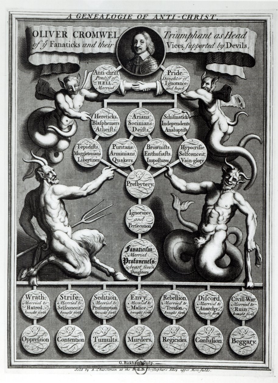 The Genealogy of the Anti-Christ Oliver Cromwell (1599-1658) by English School