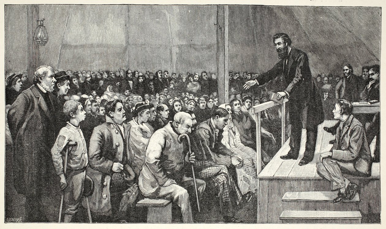 The General addressing a Meeting at the Tent in the Quaker Burial-ground by English School