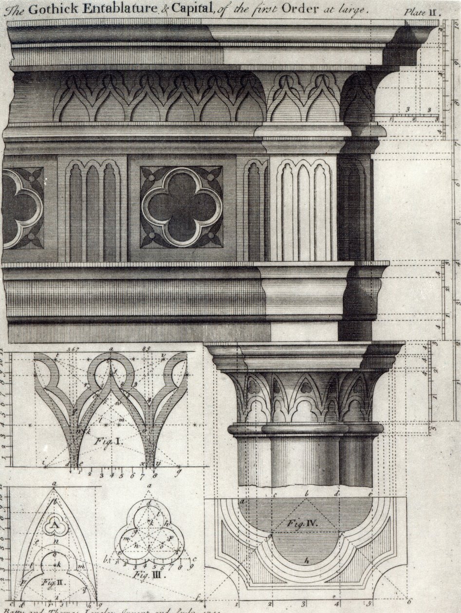 The Gothic Entablature and Capital of the First Order at large, 1741 by English School