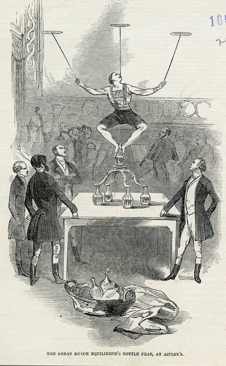The Great Dutch Equilibrists Bottle Feat at Astleys, from the Illustrated London News, 1846 by English School