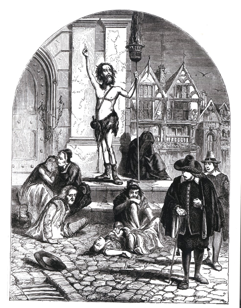 The Great Plague of 1665, the Enthusiast Denouncing London by English School