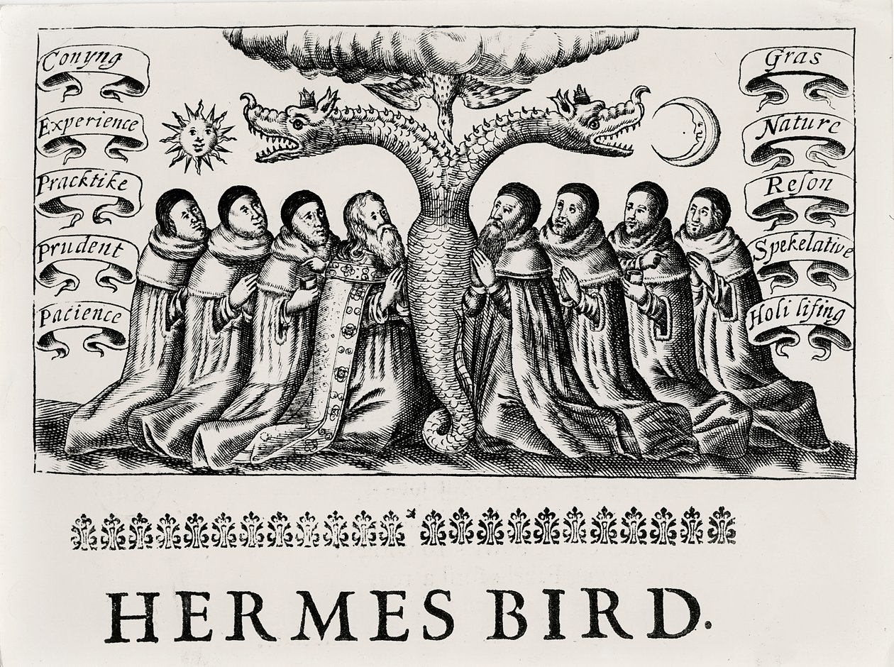 The Hermes Bird, from Theatrum Chemicum, 1652 by English School