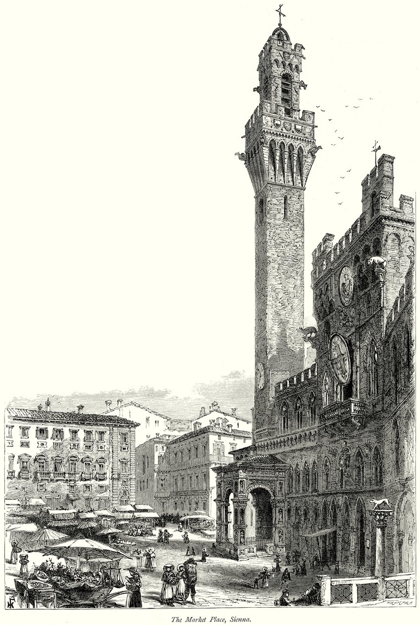 The Market Place, Sienna by English School