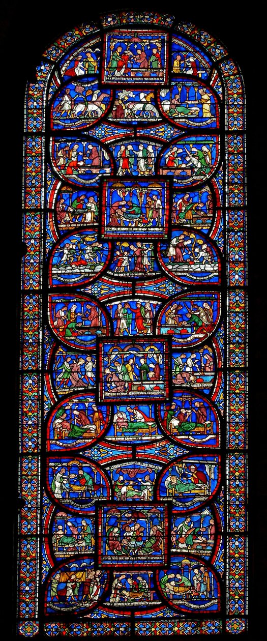 The Miracle Window depicting various stories of healing by English School