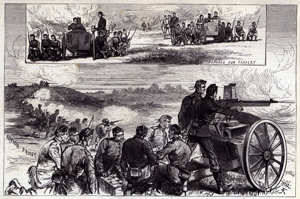 The Nordenfeldt Guns at Aldershott, from the Illustrated London News, September 1885 by English School