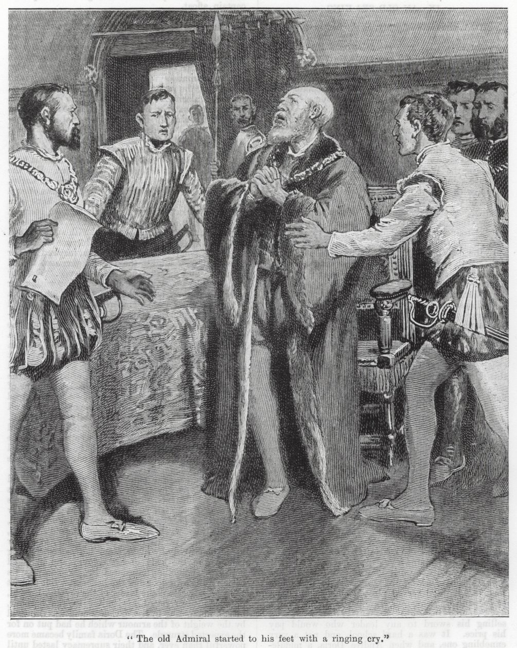 The Old Admiral started to his Feet with a Ringing Cry by English School