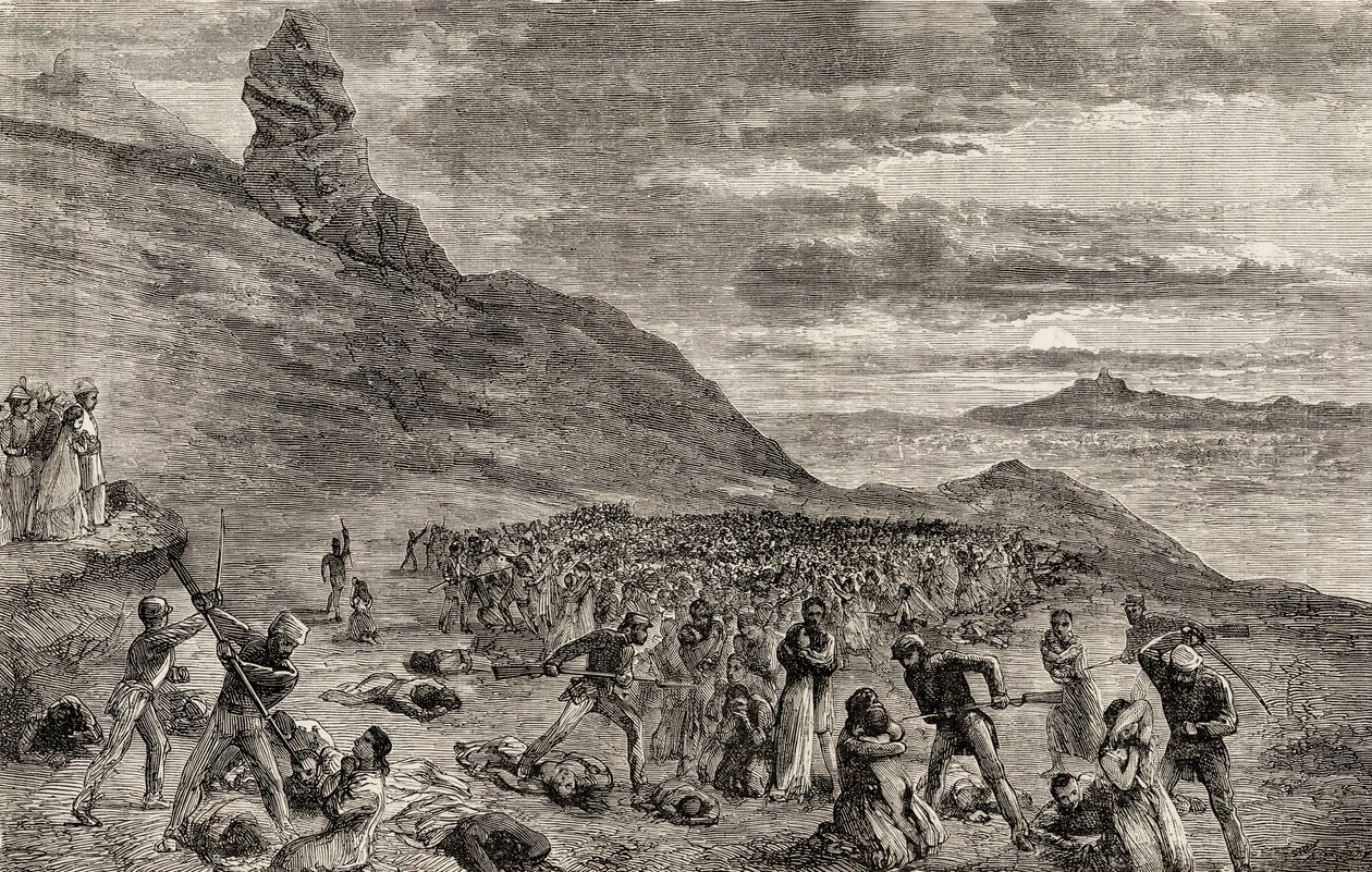 The Persecution and Massacre of the Christians on the Island of Madagascar in 1849, c.1865 by English School