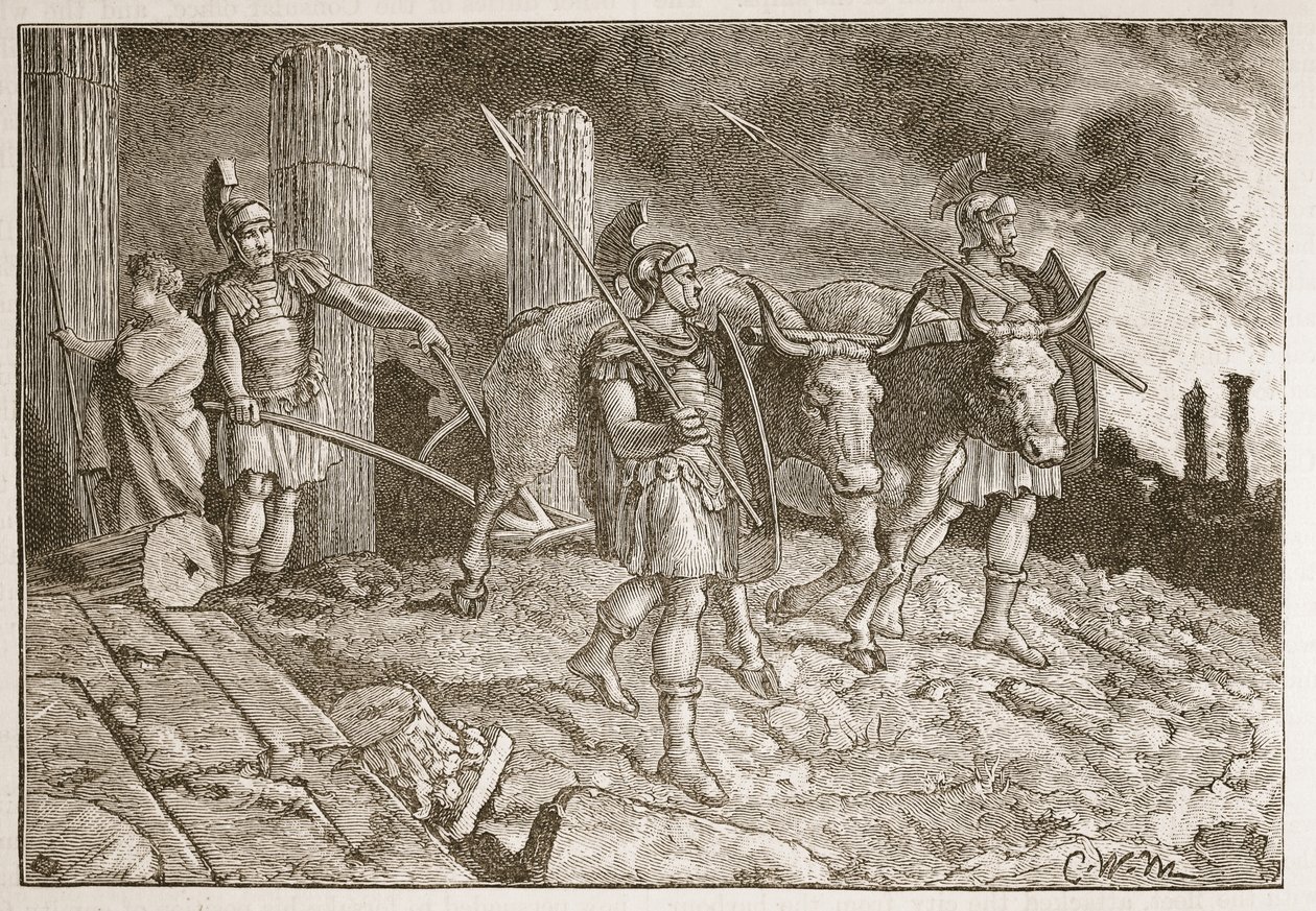 The Plough Driven over the Site of Carthage by English School