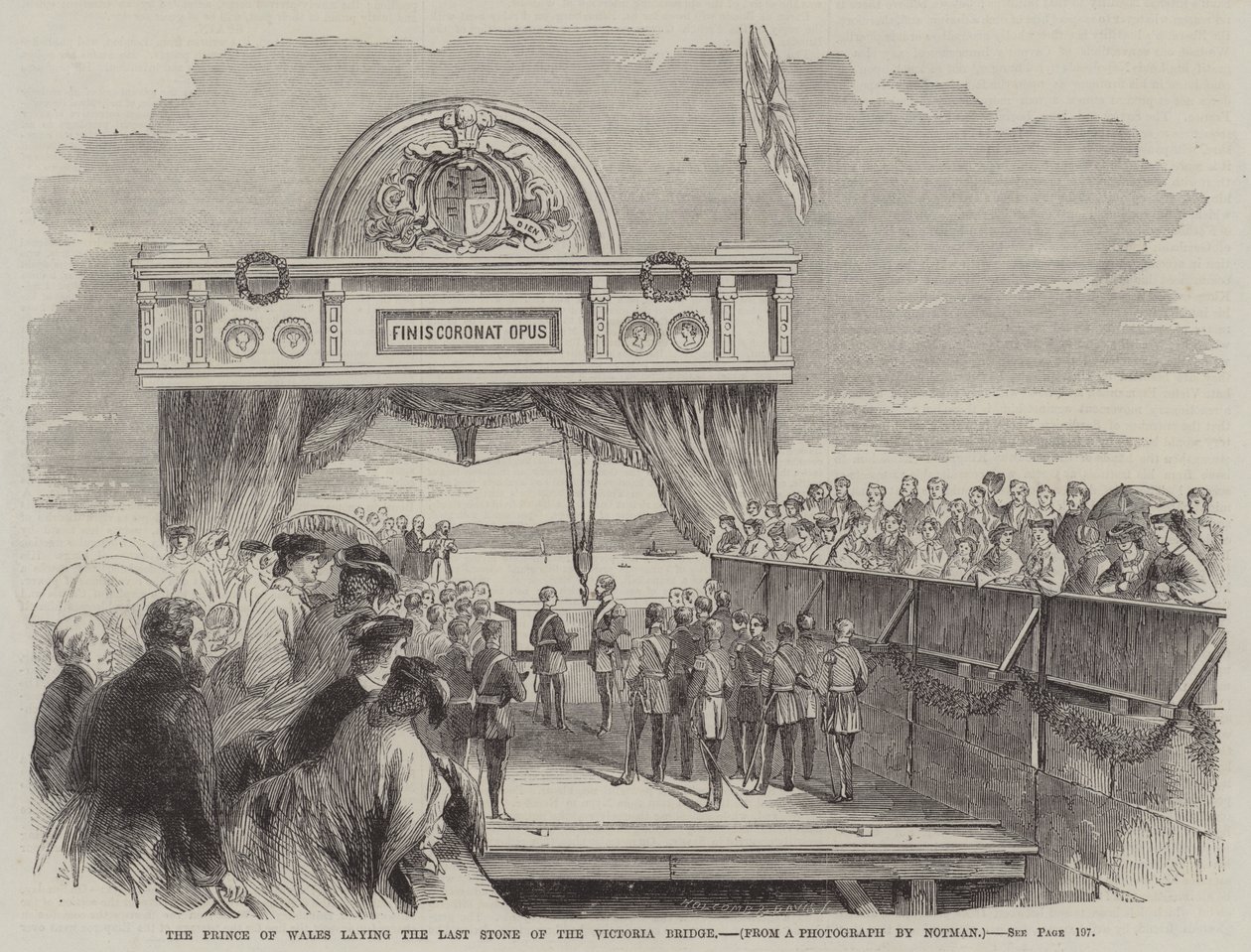 The Prince of Wales Laying the Last Stone of the Victoria Bridge by English School