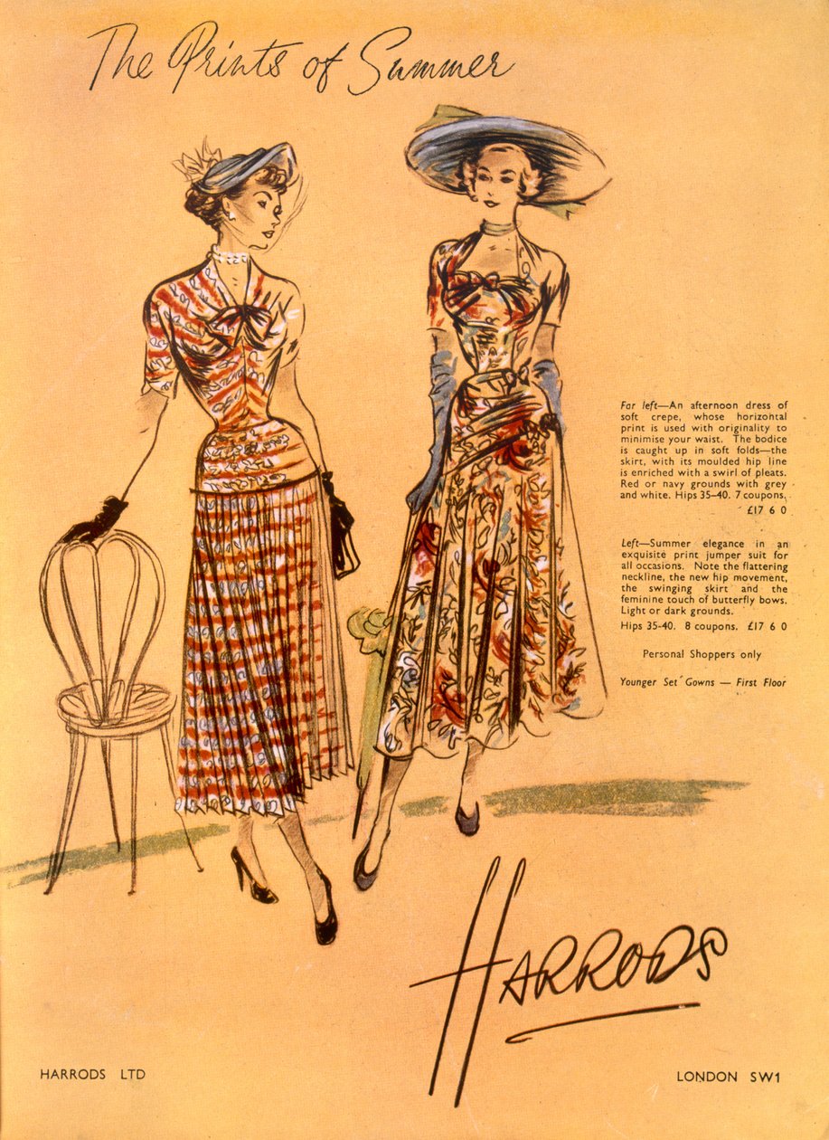 The Prints of Summer, from Harrods Ltd June 1948 by English School