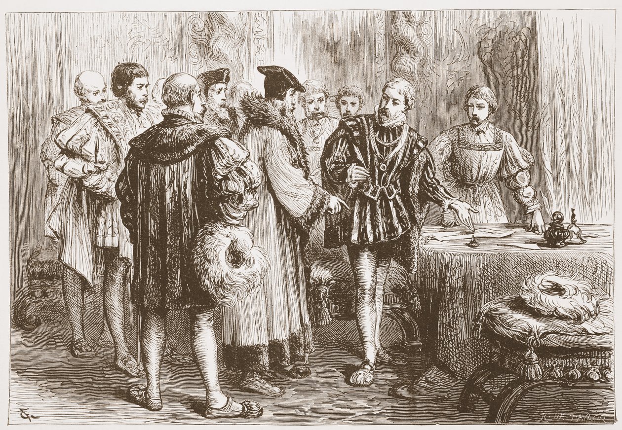 The Protestant Princes signing their Confession by English School