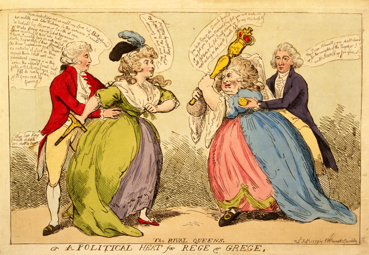The Rival Queens or a Political Heat for Rege and Grege, 1789 by English School