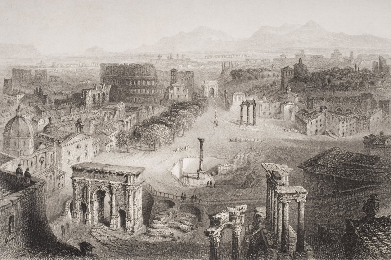 The Roman Forum from the Capitoline Hill, Rome by English School