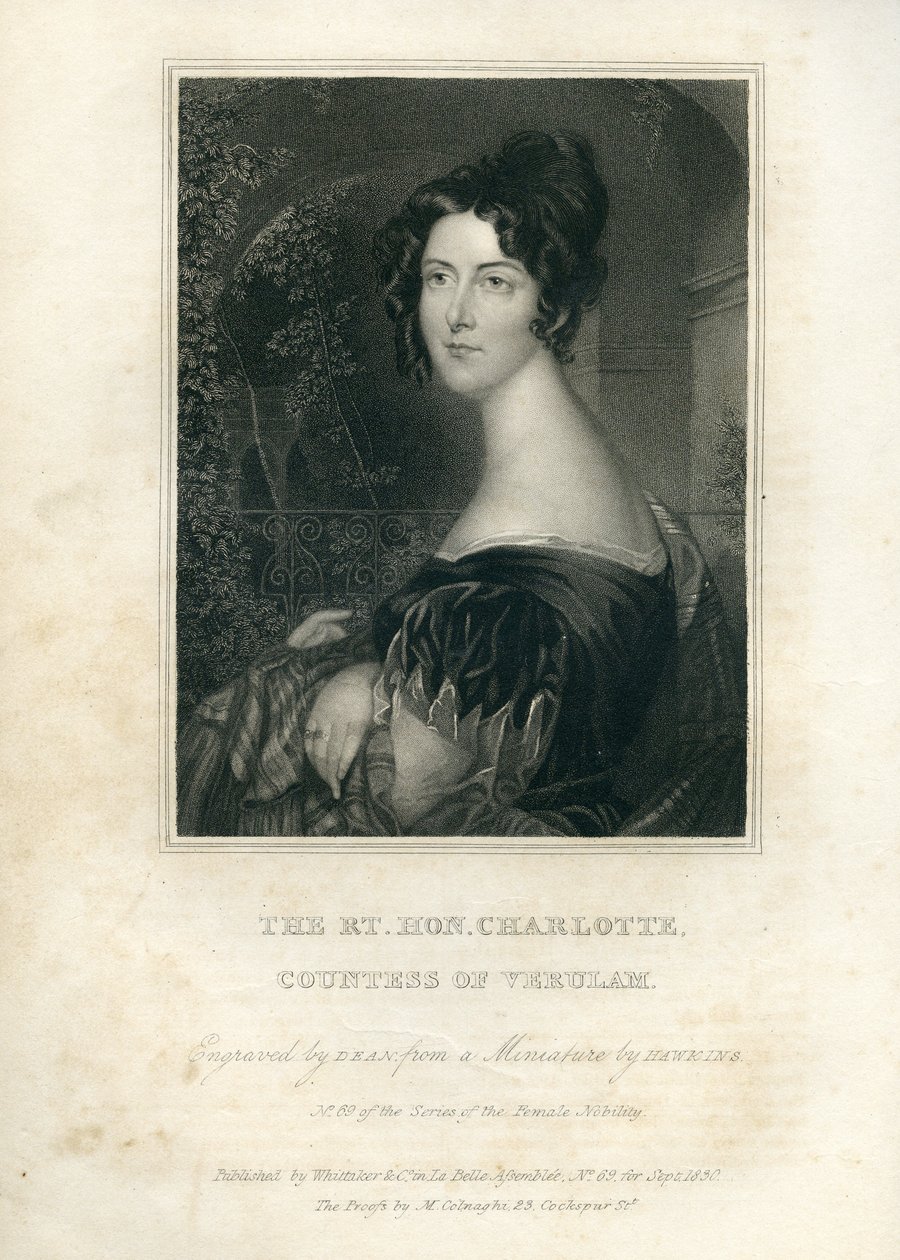 The Rt. Hon. Charlotte, Countess of Verulam, 1830 by English School