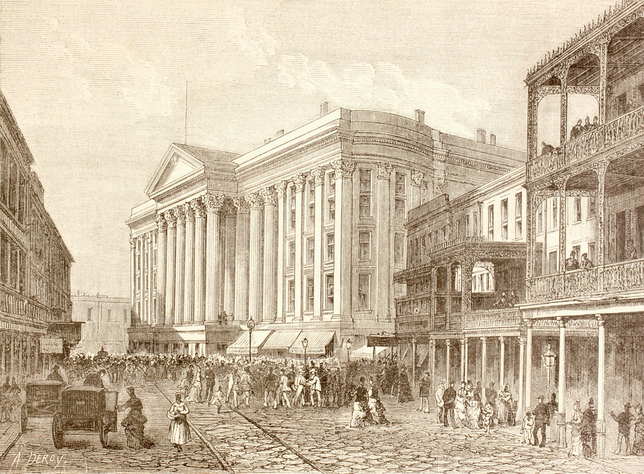 The Saint Charles Hotel on St. Charles Street, New Orleans in the 1880s by English School
