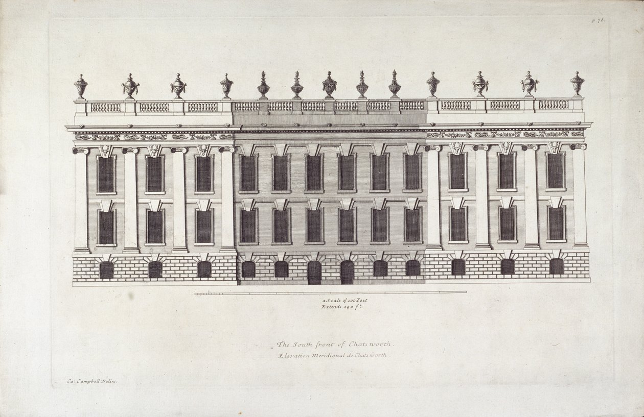 The South Front of Chatsworth, illustration from 