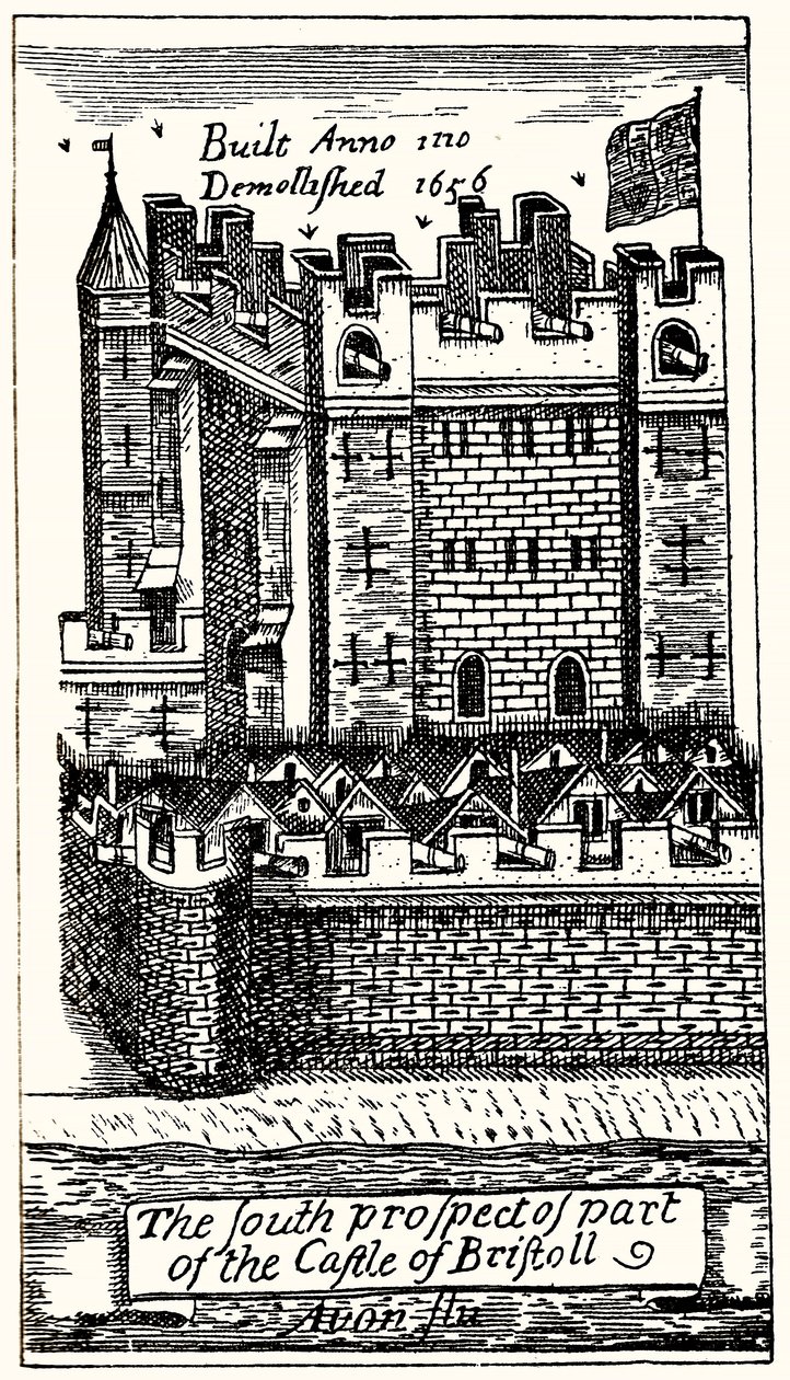 The South Prospect of Part of the Castle of Bristoll by English School