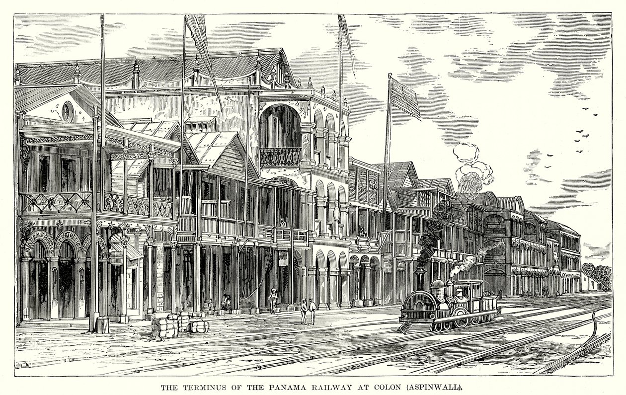 The Terminus of the Panama Railway at Colon (Aspinwall) by English School