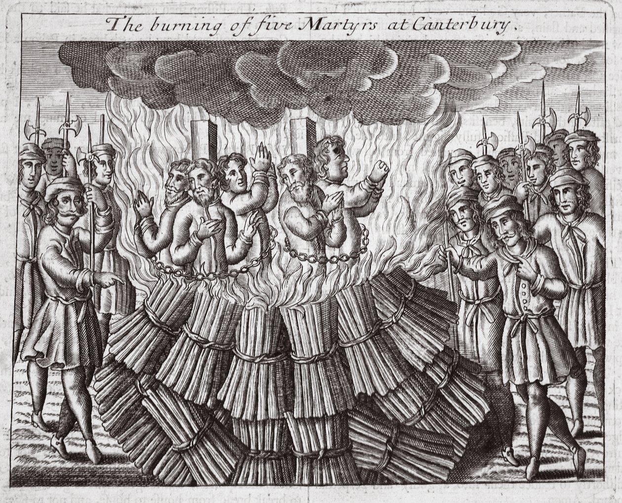 The Burning of Five Martyrs at Canterbury, Illustration from 