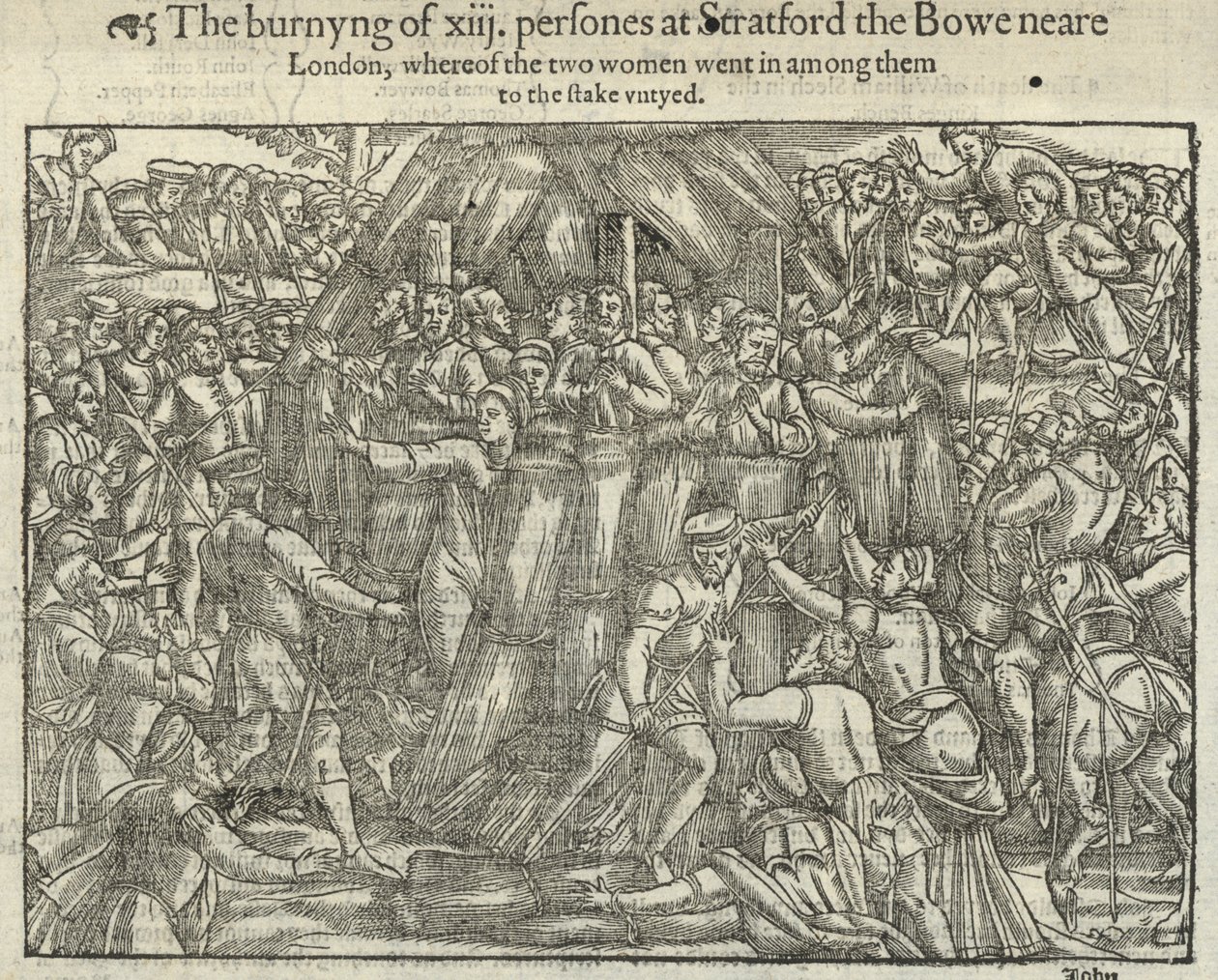 The Burning of Thirteen Persons at Stratford le Bow by English School