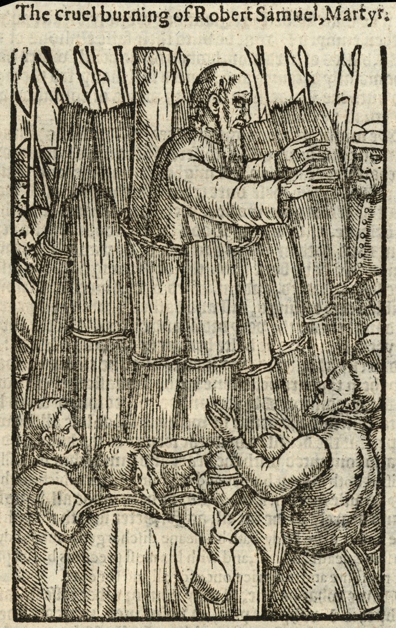 The Cruel Burning of Robert Samuel, Martyr by English School