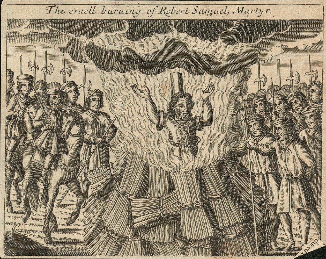 The Cruel Burning of Robert Samuel, Martyr by English School