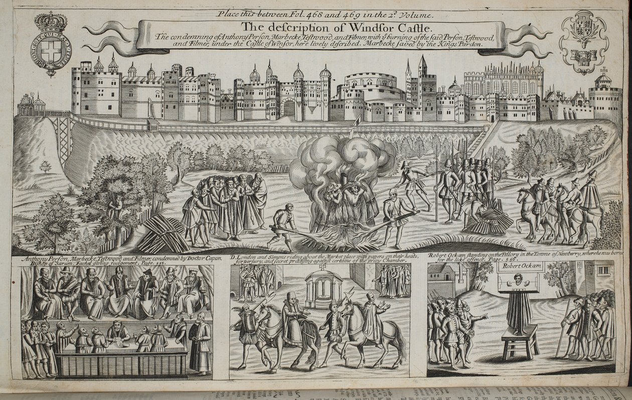 The description of Windsor Castle, illustration from Acts and Monuments by John Foxe, ninth edition, published 1684 by English School