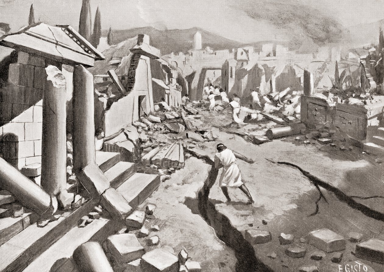 The earthquake at Sparta, ancient Greece, 464 BC, from Hutchinson
