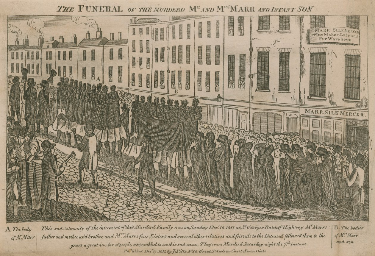 The Funeral of the Murdered Mr and Mrs Parr and Infant Son by English School