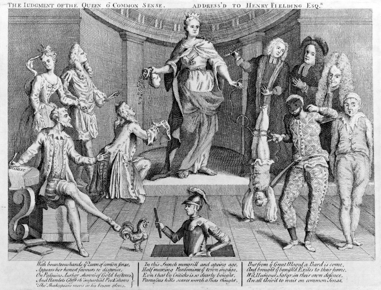 The Judgement of the Queen of Common Sense, Addressed to Henry Fielding Esq., 1736 by English School
